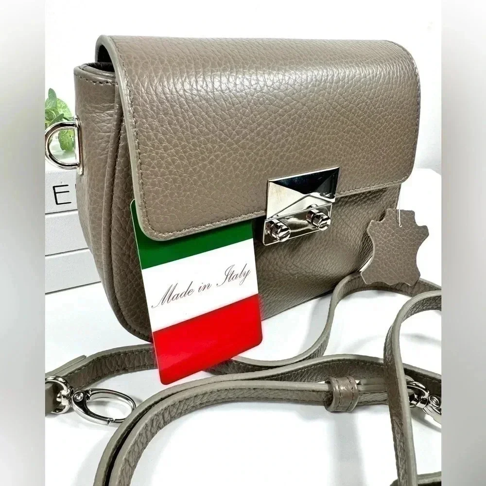 NWT Italy 100% Premium Leather Handbag Limited Small Crossbody Purse - Picture 4 of 9